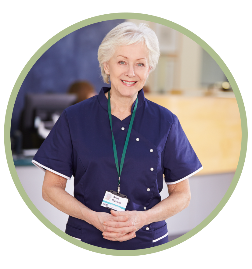 Nurse smiling inside a hospital