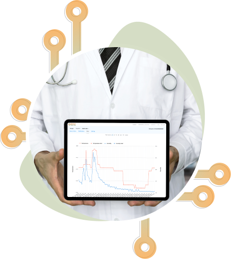 Doctor holding tablet using remote monitoring